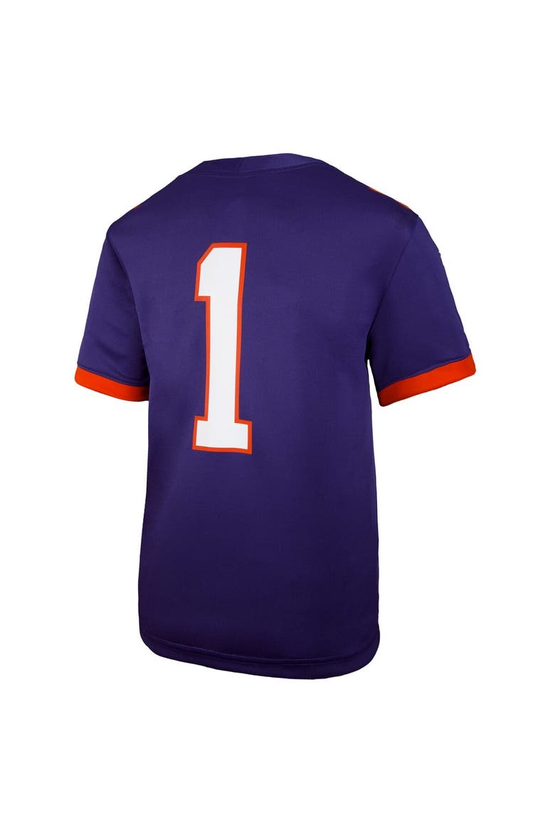 Youth Nike #1 Purple Clemson Tigers Untouchable Replica Game Jersey, Alternate, color, Purple