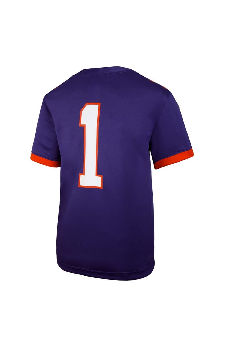 Nike Youth Nike #1 Purple Clemson Tigers Untouchable Replica Game Jersey, Alternate, color, Purple