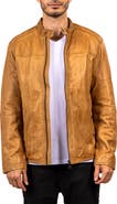 Maceoo Washed Brown Lambskin Leather Jacket