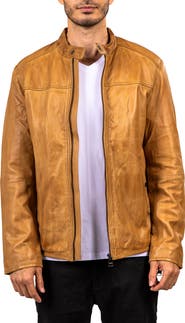 Maceoo Washed Brown Lambskin Leather Jacket