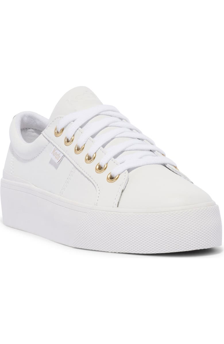 Keds<sup>®</sup> Jump Kick Duo Platform Sneaker, Main, color, White/ Gold Leather