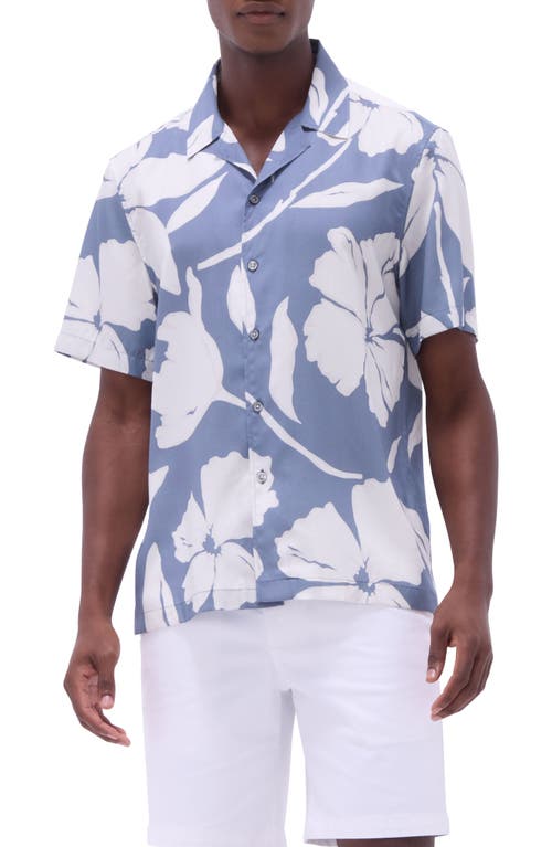Bugatchi Jackson Floral Lyocell Camp Shirt In Steel