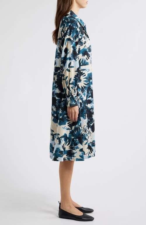 Masai Copenhagen Nadia Long Sleeve Button Front Dress In Reflect Pond