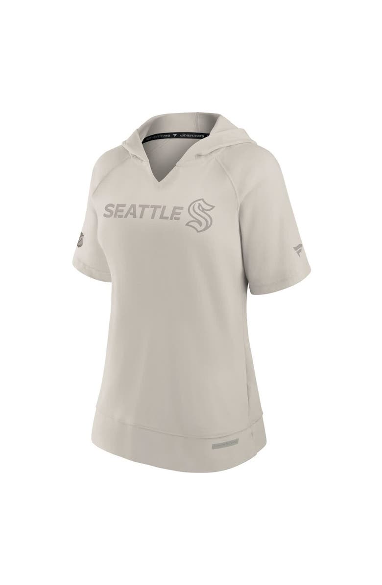 FANATICS Women's Fanatics Cream Seattle Kraken Authentic Pro Road Short Sleeve V-Neck Pullover Hoodie, Alternate, color, Cream