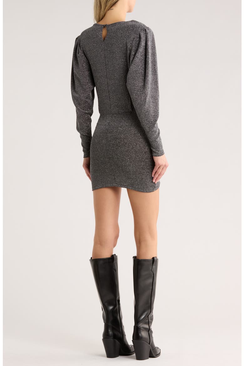 Benedicte Long Sleeve Metallic Knit Minidress, Alternate, color, SILVER