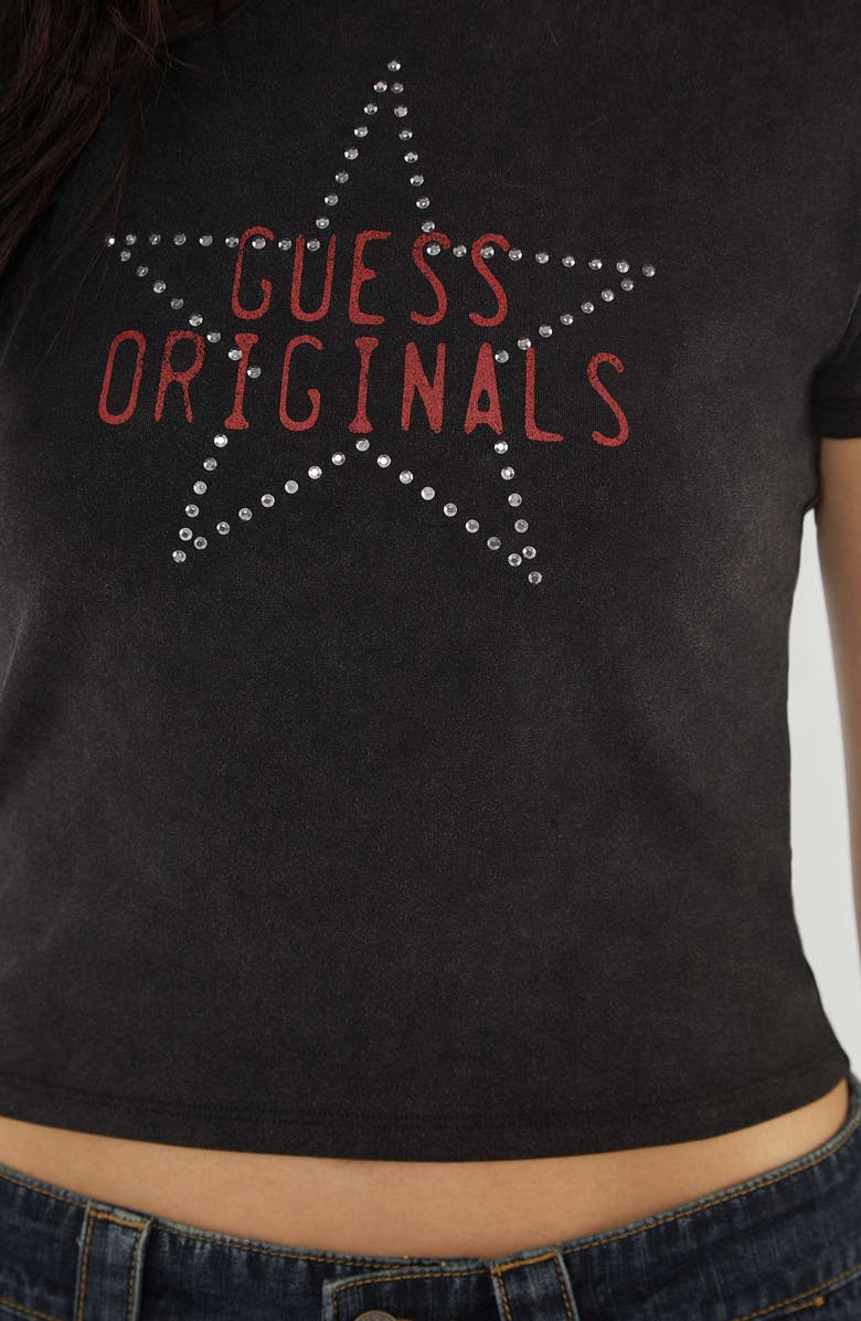 GUESS Embellished Star Logo Graphic Baby Tee, Alternate, color, 