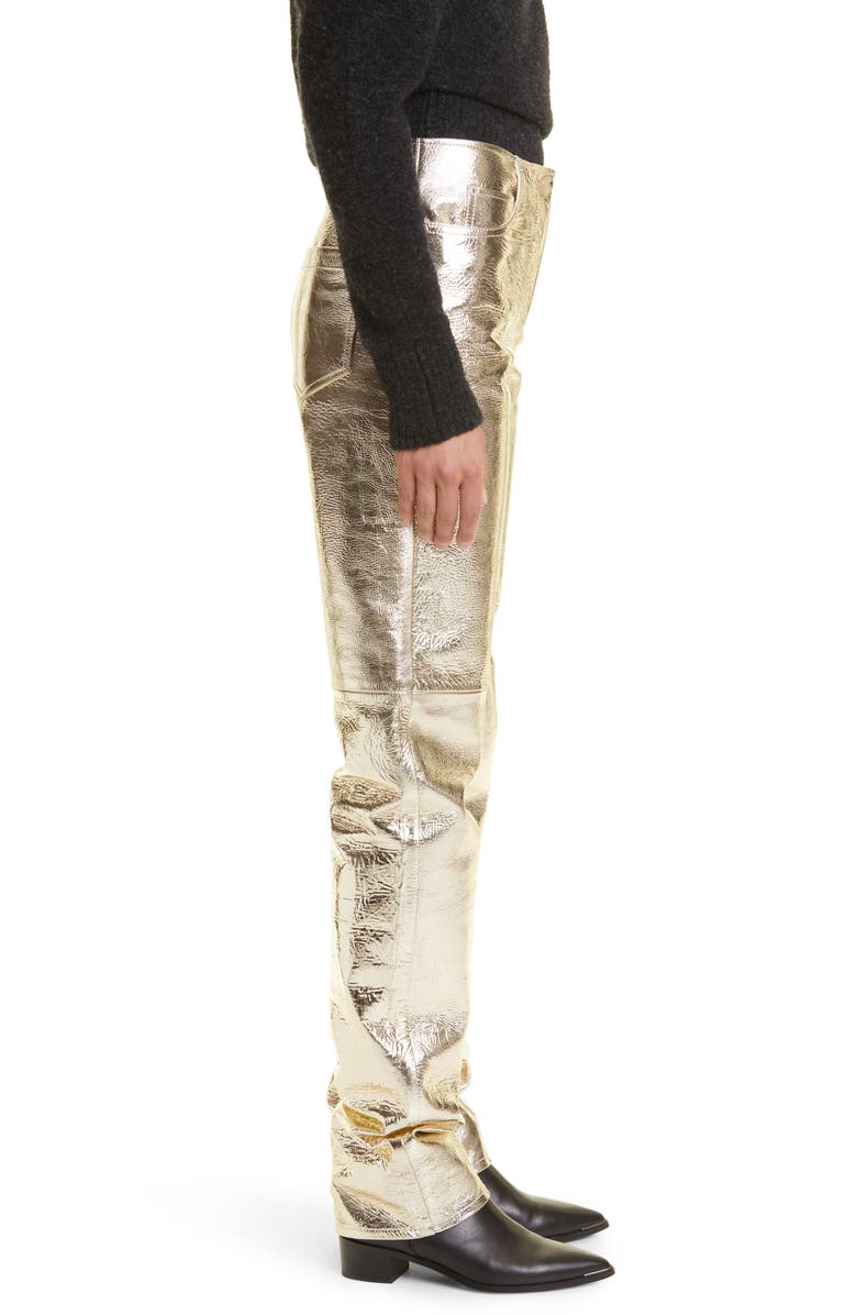 Proenza Schouler Metallic Leather Pants, Alternate, color, 