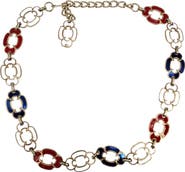 MADISON BEVERLY HILLS Vintage Chain Belt 70s Mod Red White Blue Enamel