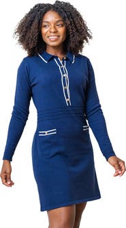 Hope & Henry Women's Tipped Button Front Sweater Dress