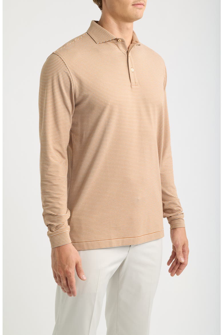 Lyons Stripe Summer Comfort Long Sleeve Performance Jersey Polo, Alternate, color, DARK AMBER