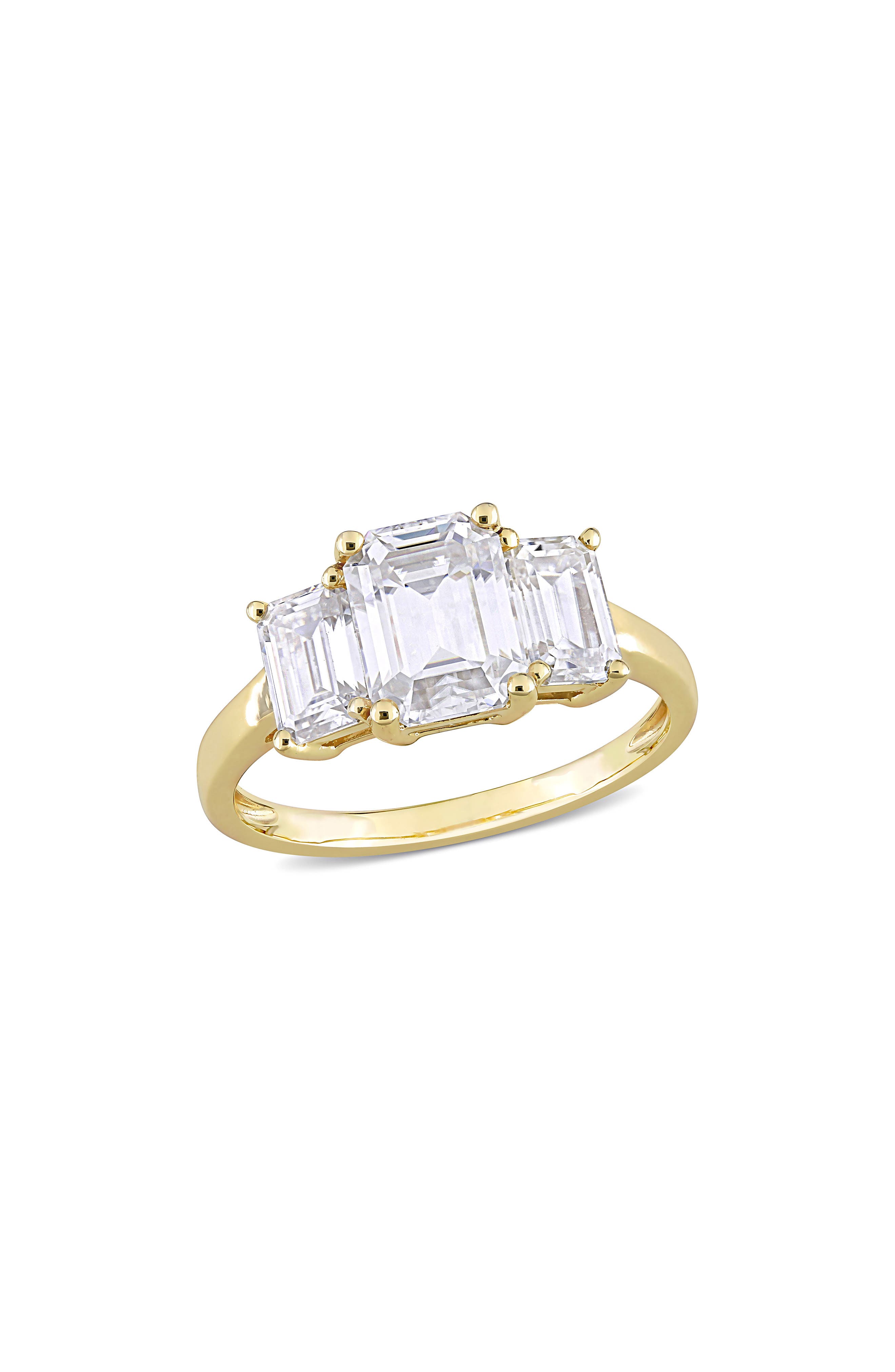 DELMAR Emerald Cut Lab Created Moissanite Ring
