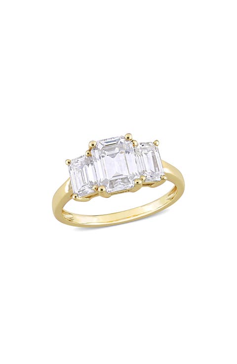 Emerald Cut Lab Created Moissanite Ring