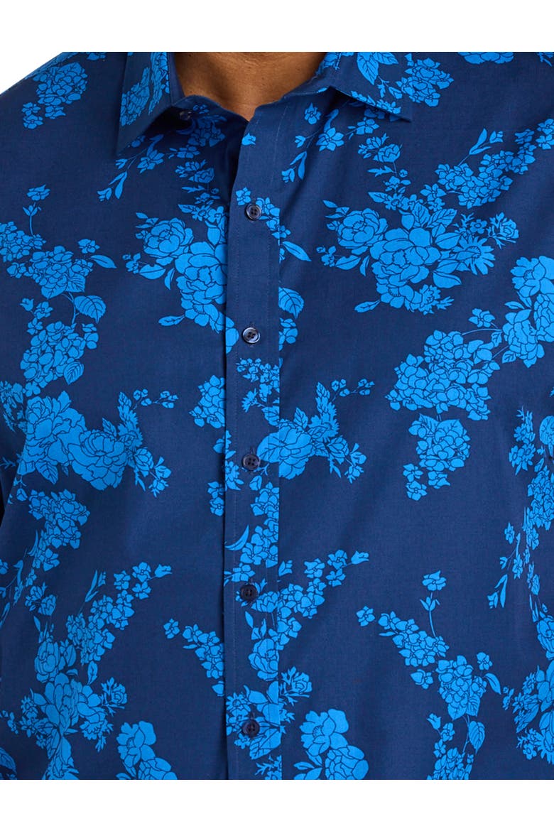 Big & Tall Tonal Floral Sport Shirt V3, Alternate, color, BLUE