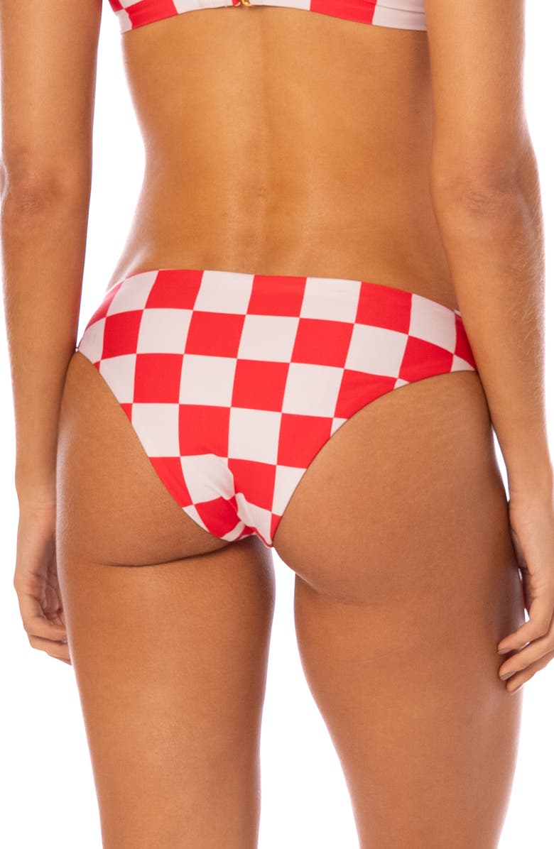 Maaji Cherry Checker Flirt Reversible Bikini Bottoms, Alternate, color, Open White