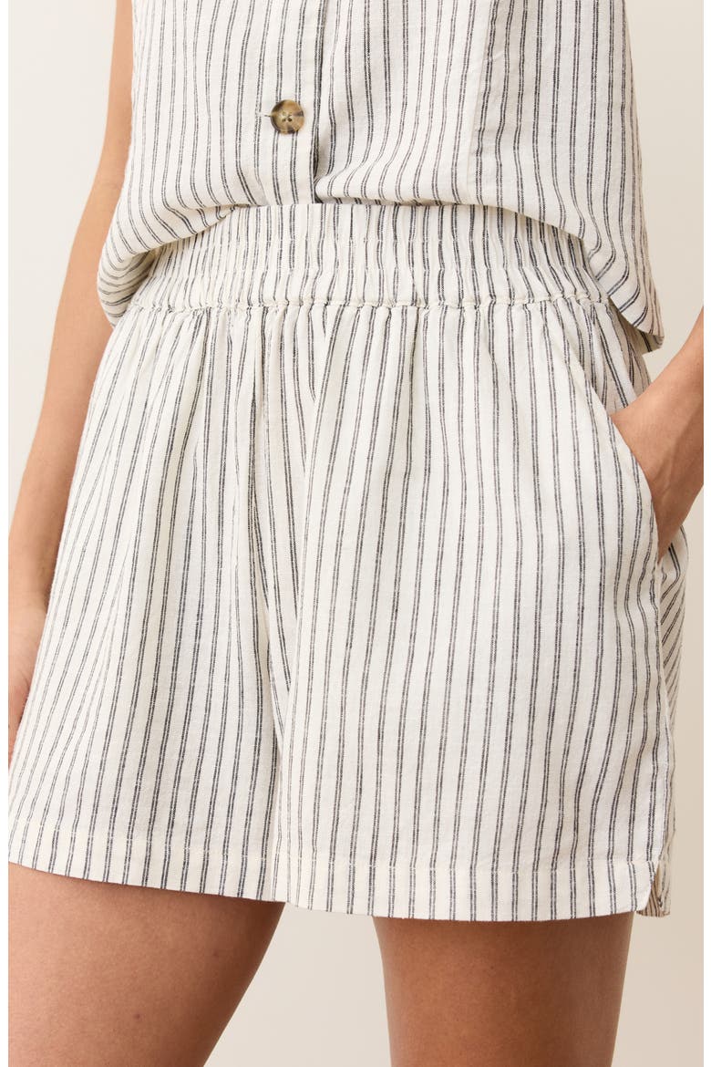 Allison Stripe Hemp Blend Shorts, Alternate, color, CREAM/ NAVY STRIPE