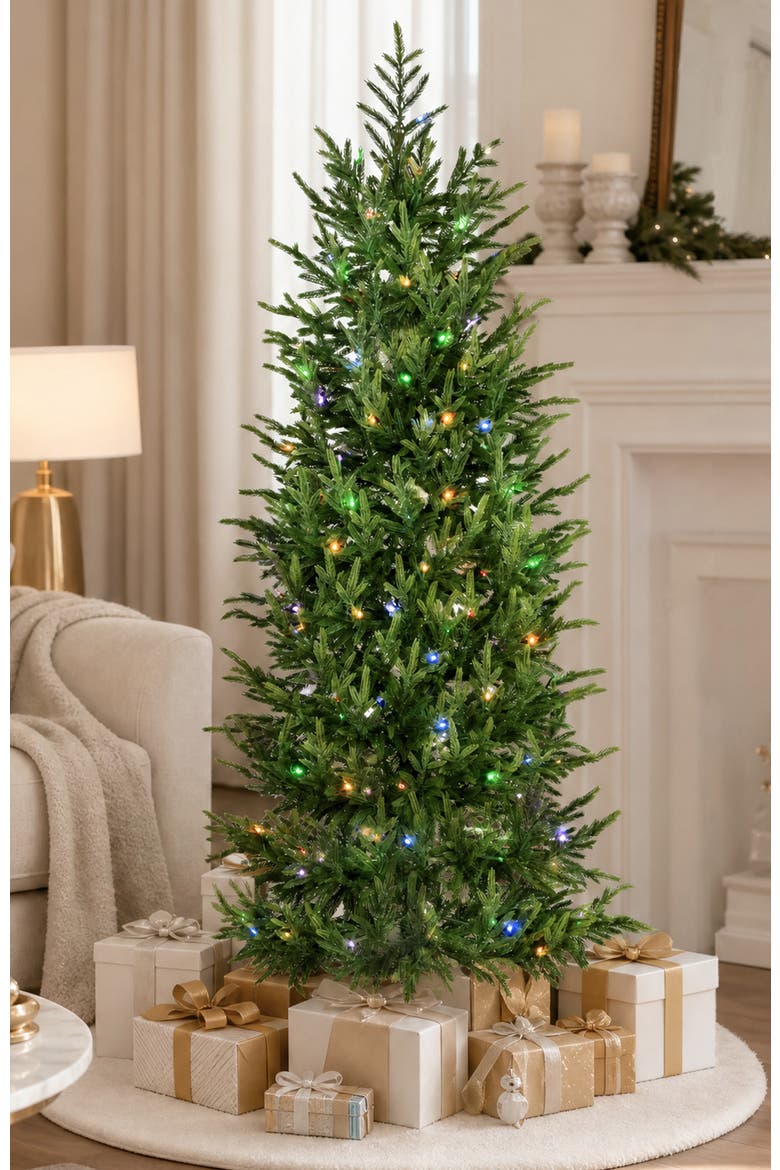5ft/6ft Pre-lit Christmas Artificial Norfolk Pine Tree with Twinkling Lights and Remote Controller, Alternate, color, Green