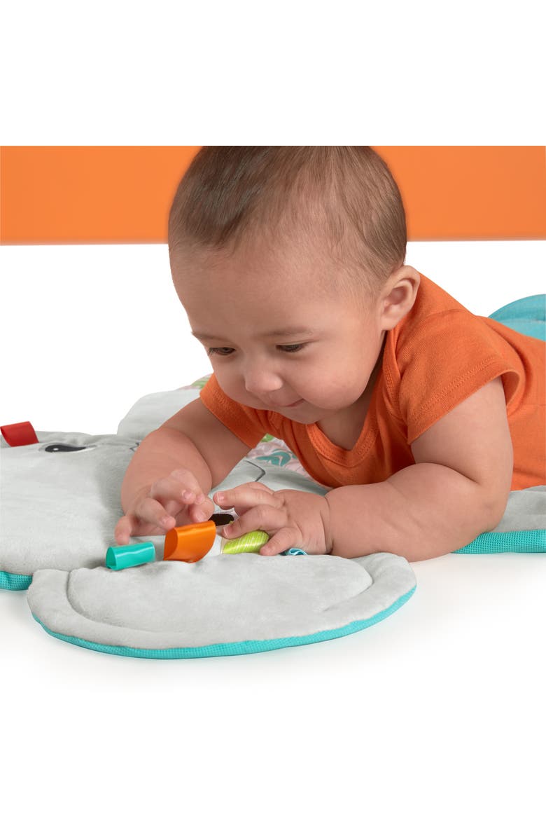 BRIGHT STARTS Hug n Cuddle Elephant Baby Gym and Tummy Time Play Mat with Toys, Alternate, color, Green