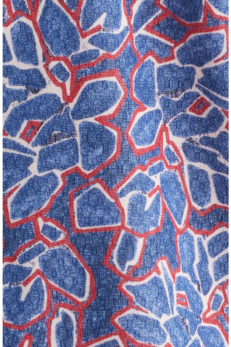 Coastal Ease Geo Rio Floral IslandZone® Short Sleeve Button-Up Shirt, Alternate, color, BERING BLUE