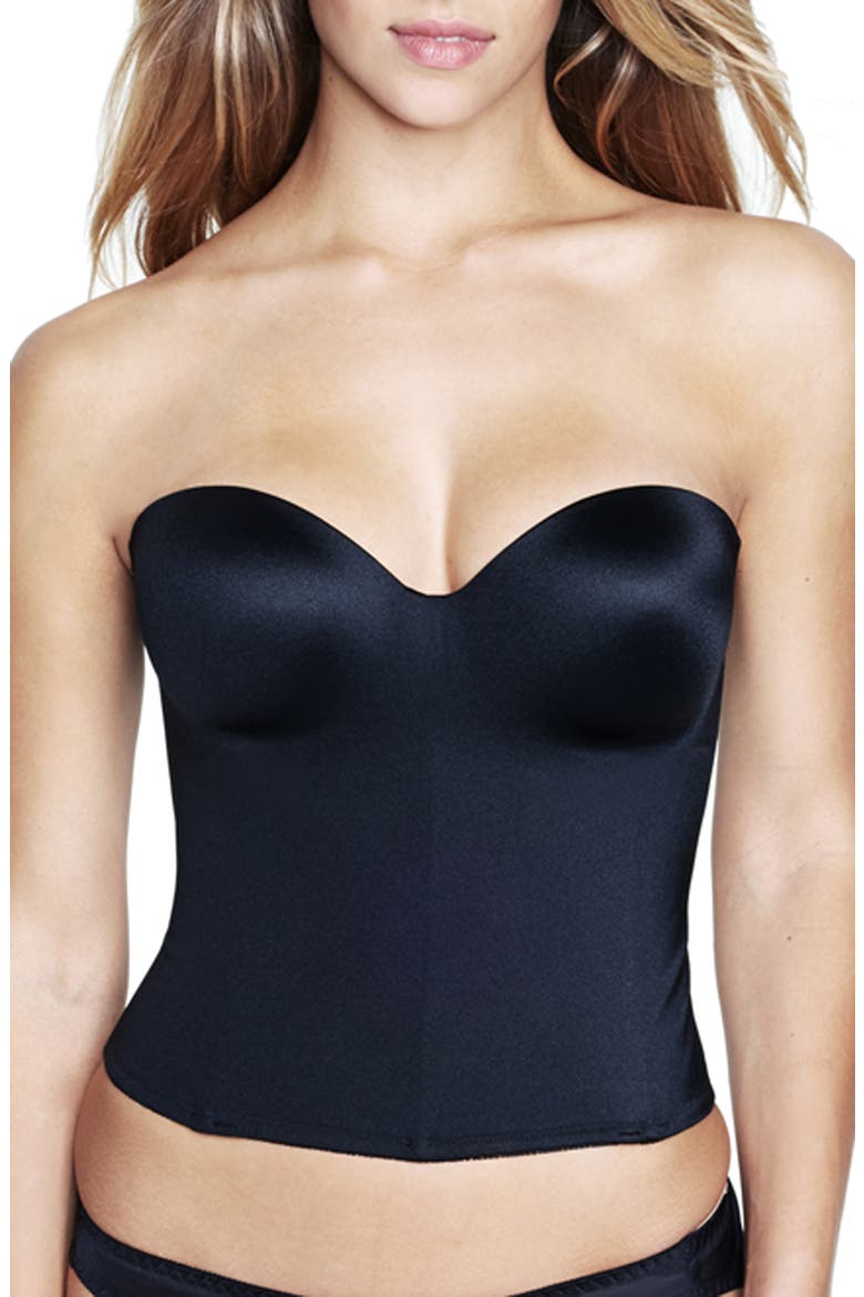 Ariel Longline Hidden Underwire Bustier, Main, color, BLACK