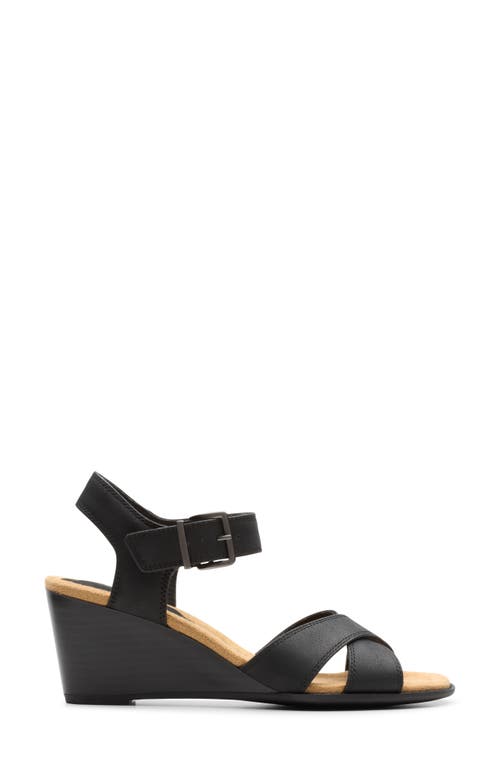 Clarks Collection Women's Emmalae Iris Wedge Sandals In Black Leather
