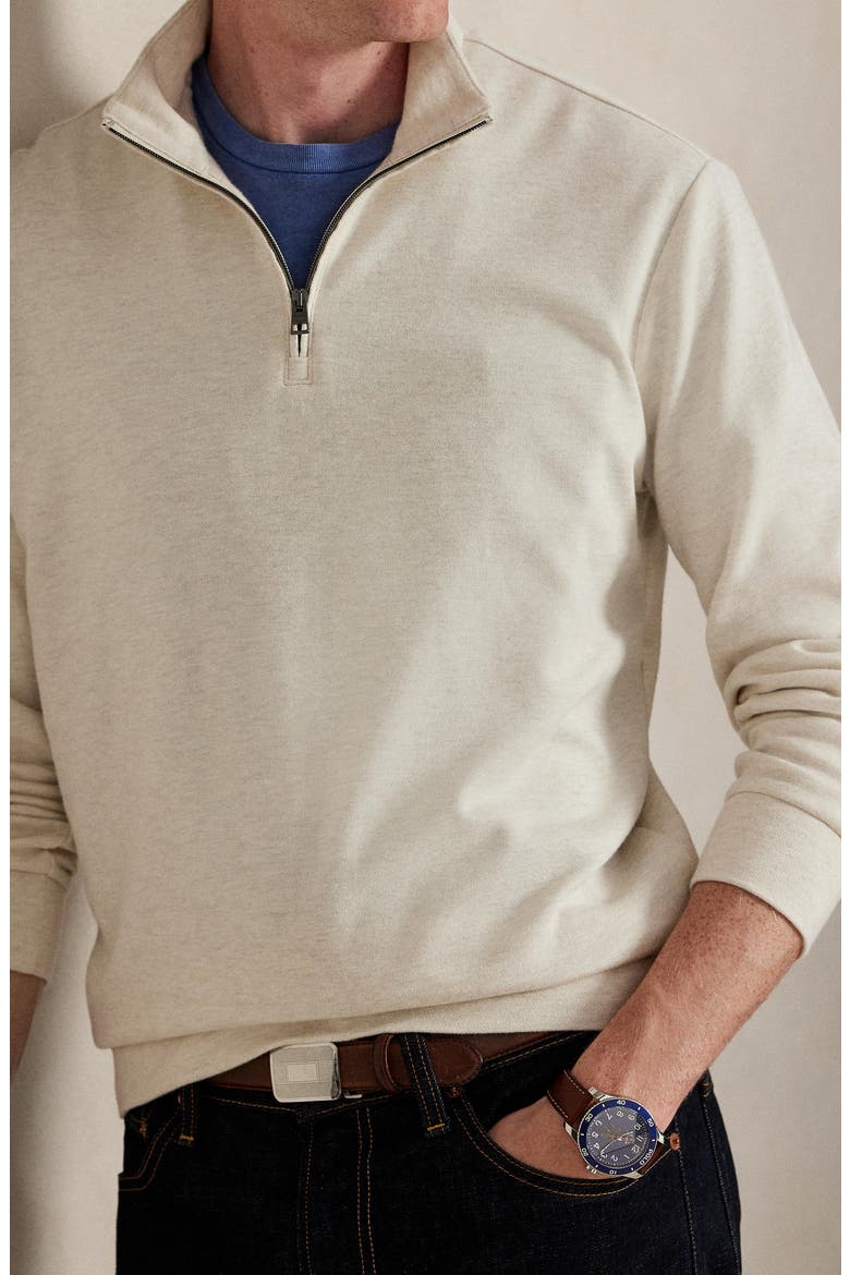Textured Double Knit Quarter Zip Pullover, Alternate, color, CHALK HEATHER/ NEVIS