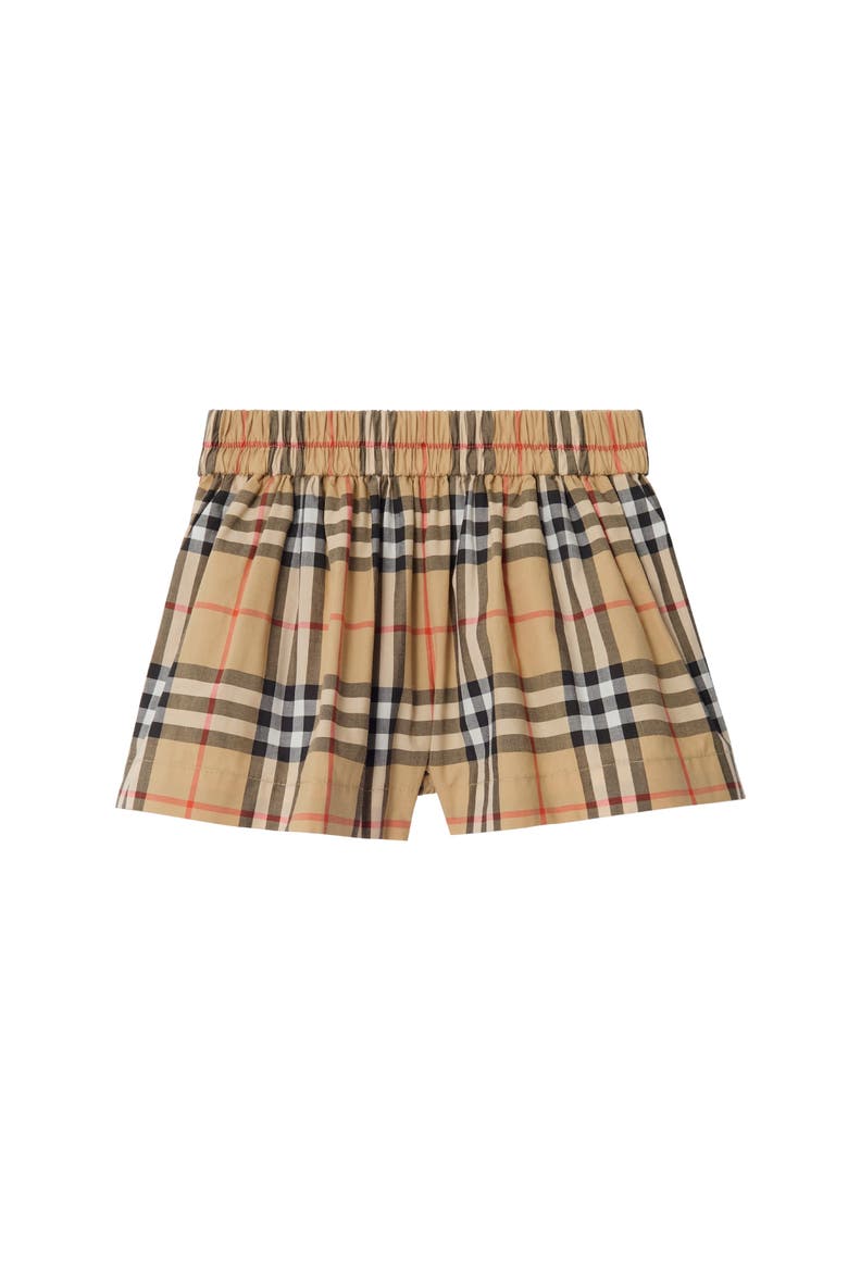 Check Cotton Shorts, Main, color, Sand beige