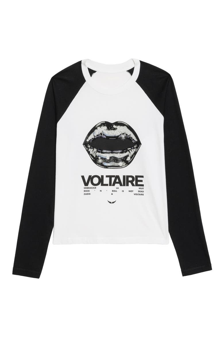 Lips Graphic Raglan Sleeve T-Shirt, Alternate, color, WHITE