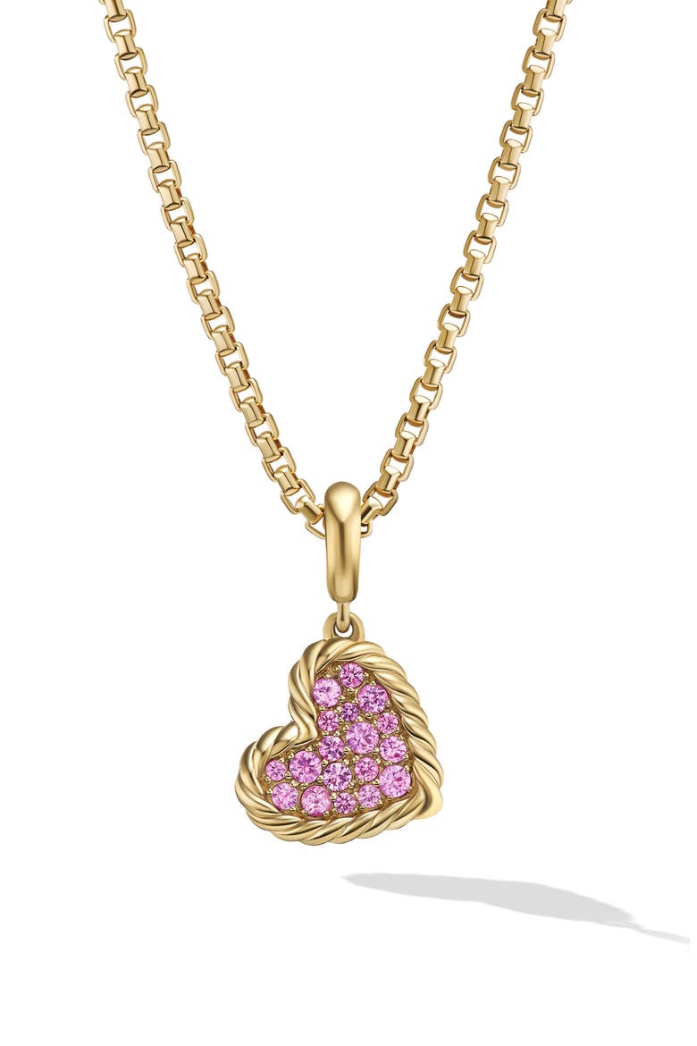 Pavé Sapphire Heart Amulet in 18K Yellow Gold, Main, color, 18K YELLOW GOLD