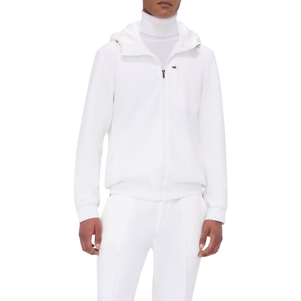 Bugatchi Hooded Long Sleeve Knit Top In White