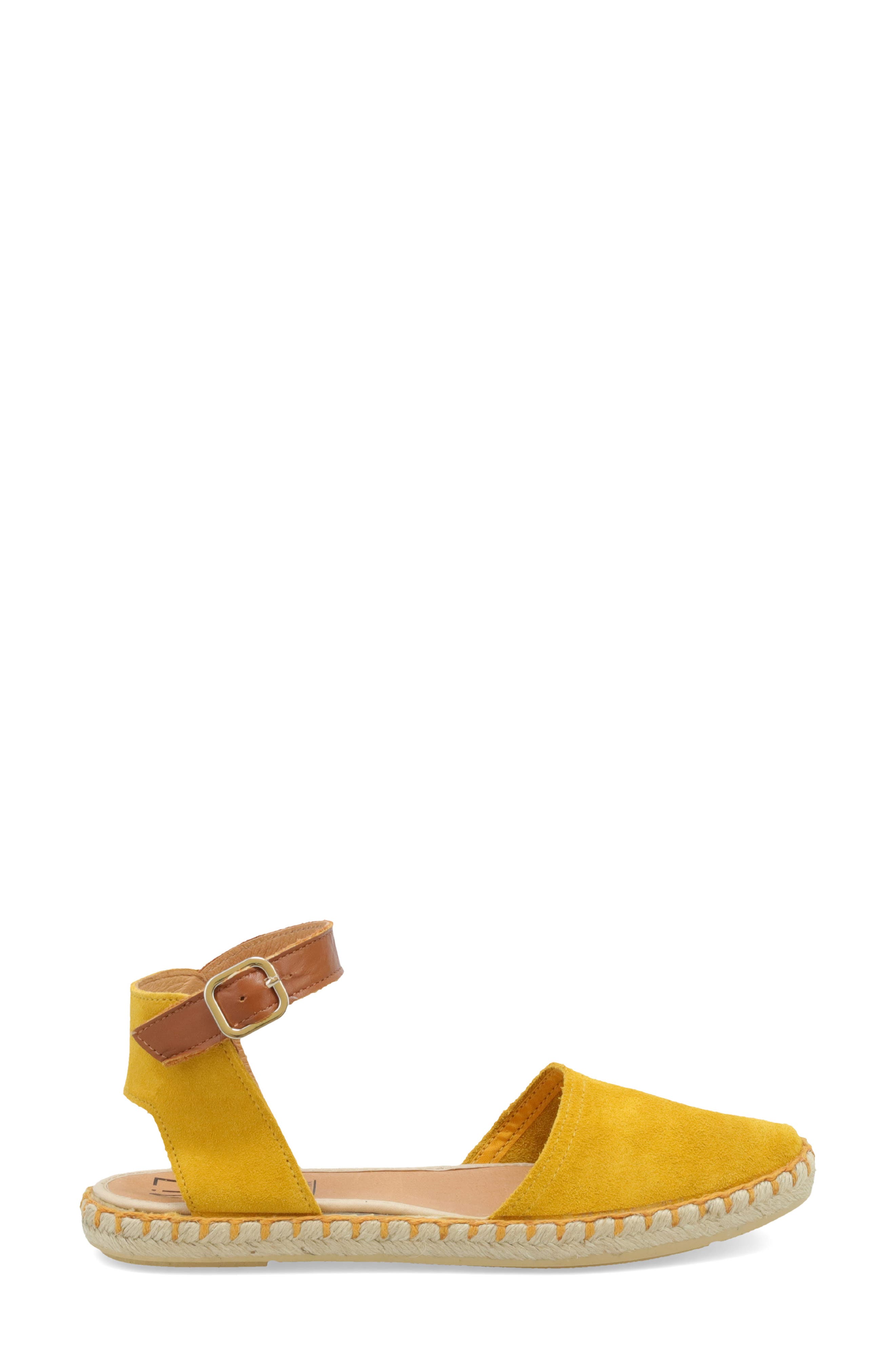 Cleo Ankle Strap Espadrille Flat, Alternate, color, OCHRE SUEDE
