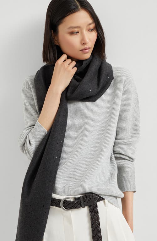Brunello Cucinelli Cashmere And Silk Diamond Yarn Scarf In Black