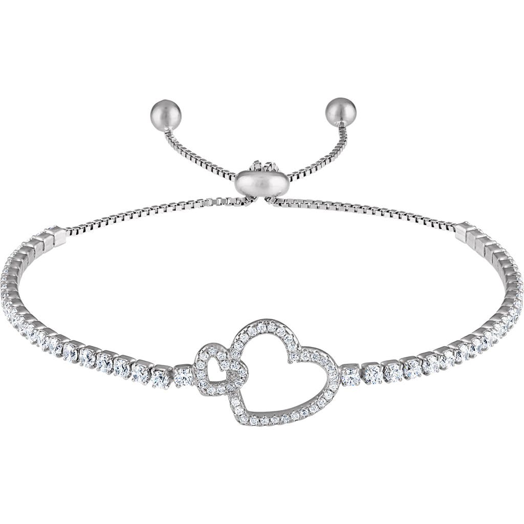 Fuzion Creations Cubic Zirconia Heart Slider Bracelet In Silver