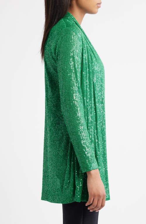 ANNE KLEIN ANNE KLEIN SEQUIN DRAPED OPEN FRONT CARDIGAN