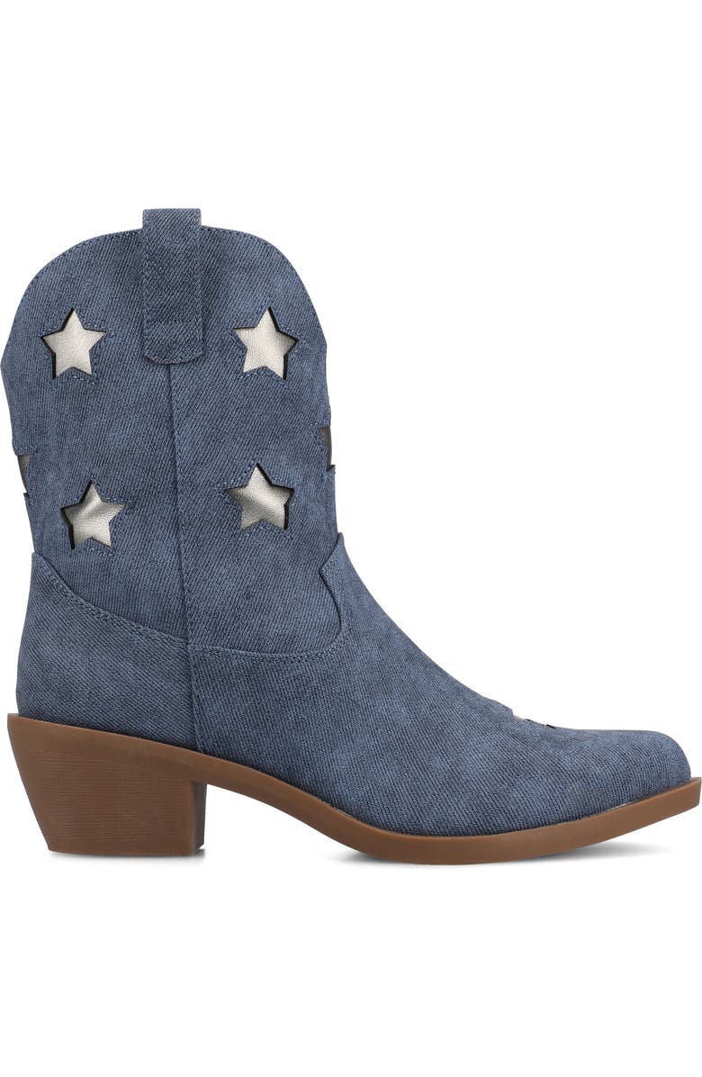 Journee Collection Underwood Star Western Boot, Alternate, color, Denim