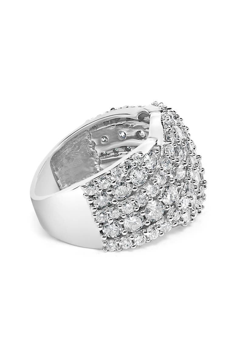 10K Gold 3.00 Ctw Diamond Multi Row Cluster Band Ring, Alternate, color, White Gold