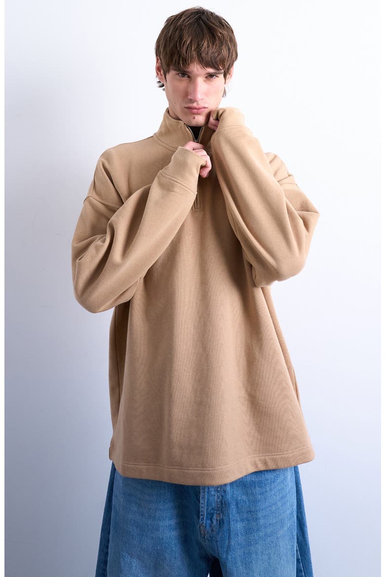 Heavyweight Oversize Quarter Zip Sweatshirt, Main, color, DARK STONE