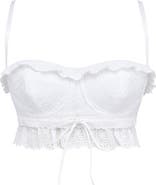 HOUSE OF CB Federica Ruffle Embroidered Underwire Crop Top