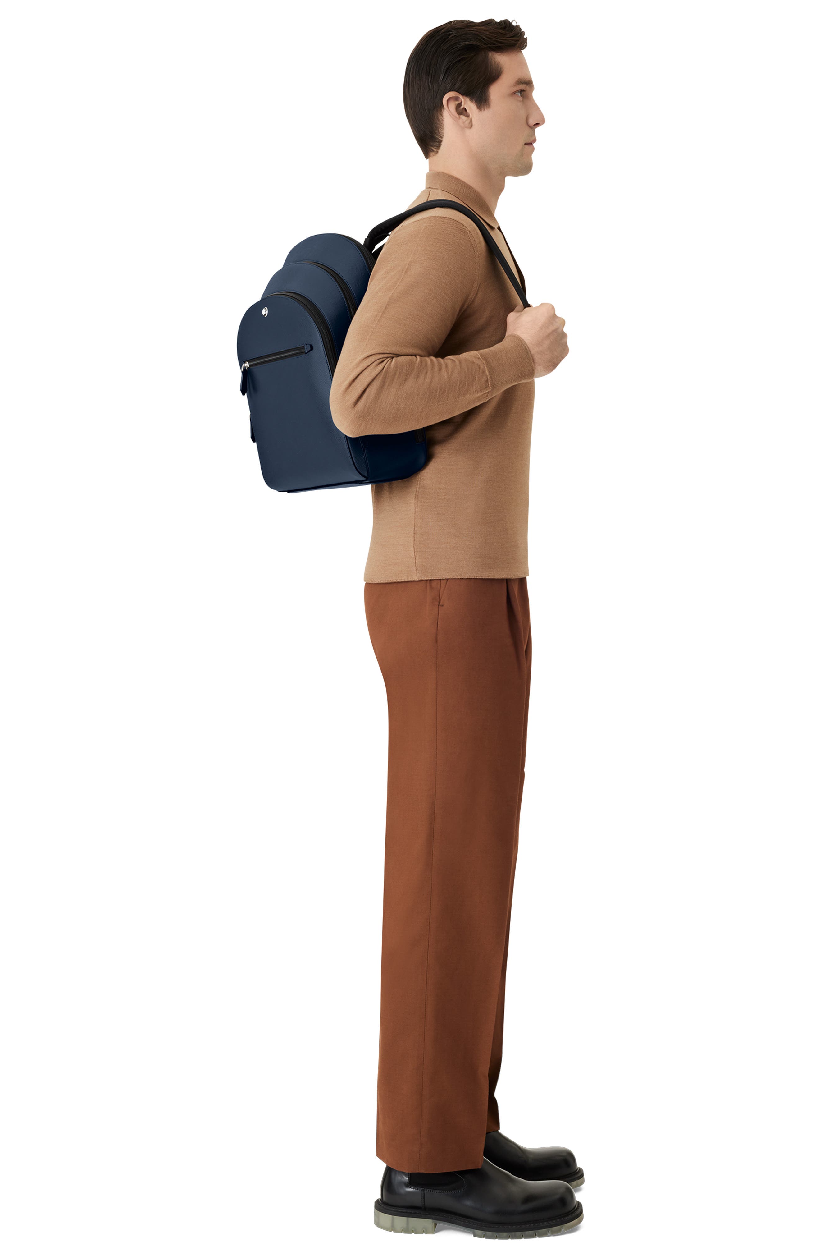 Montblanc Medium Sartorial Leather Backpack, Alternate, color, 