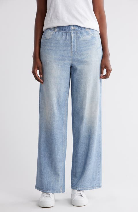 Mirage Denim Printed French Terry Wide Leg Pants