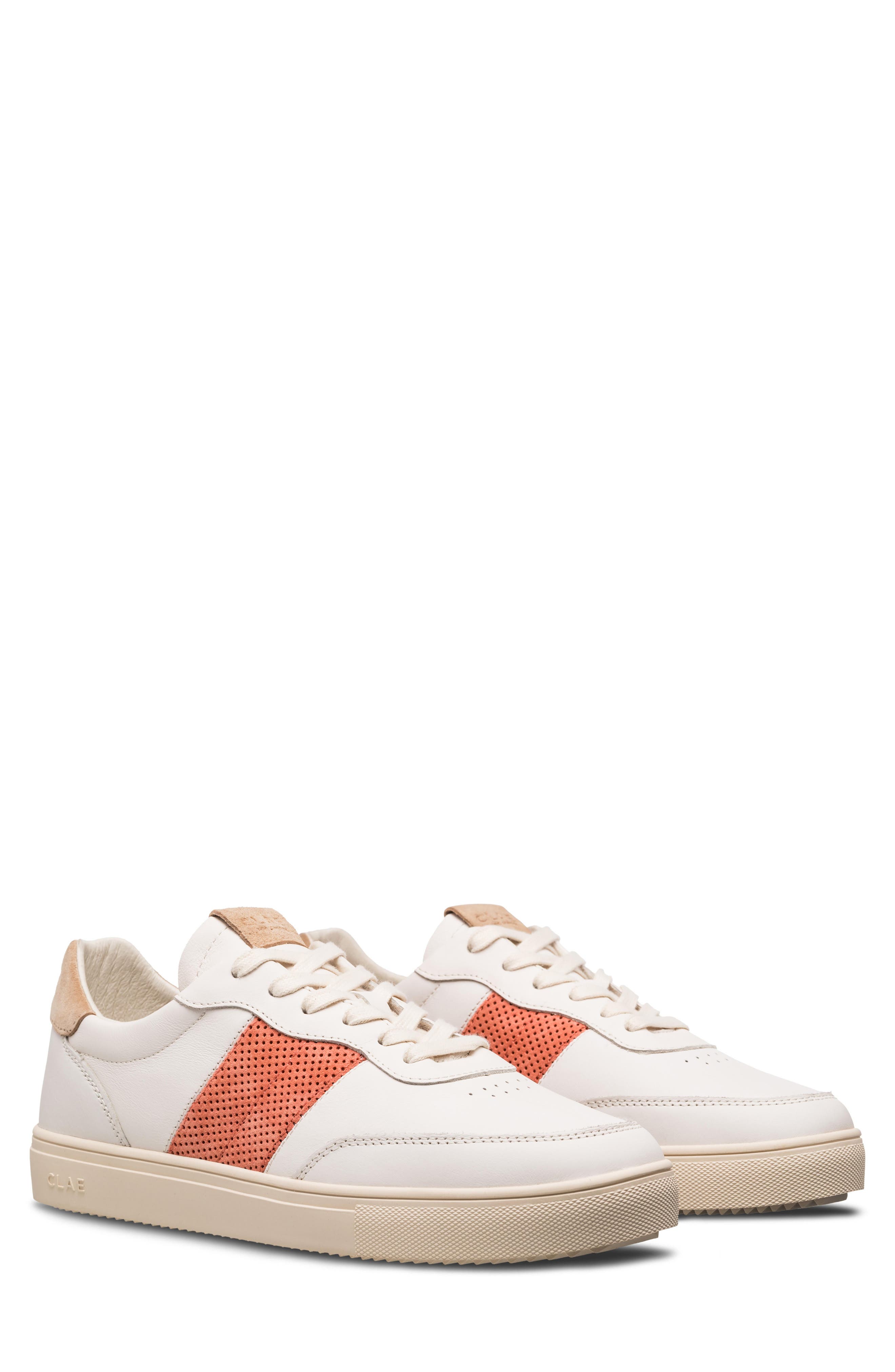 CLAE Davis Perforated Leather Sneaker, Main, color, Off White Safari Camellia