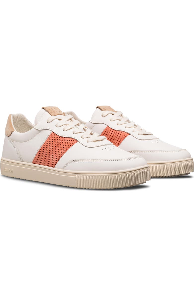CLAE Davis Perforated Leather Sneaker, Main, color, Off White Safari Camellia