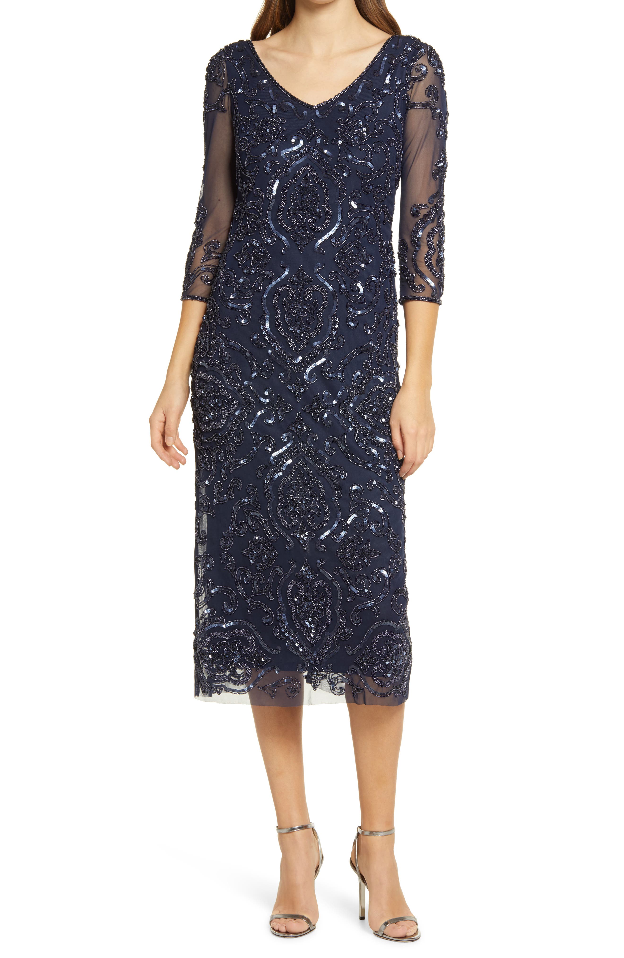 Pisarro Nights Sequin & Beaded Cocktail Sheath Dress