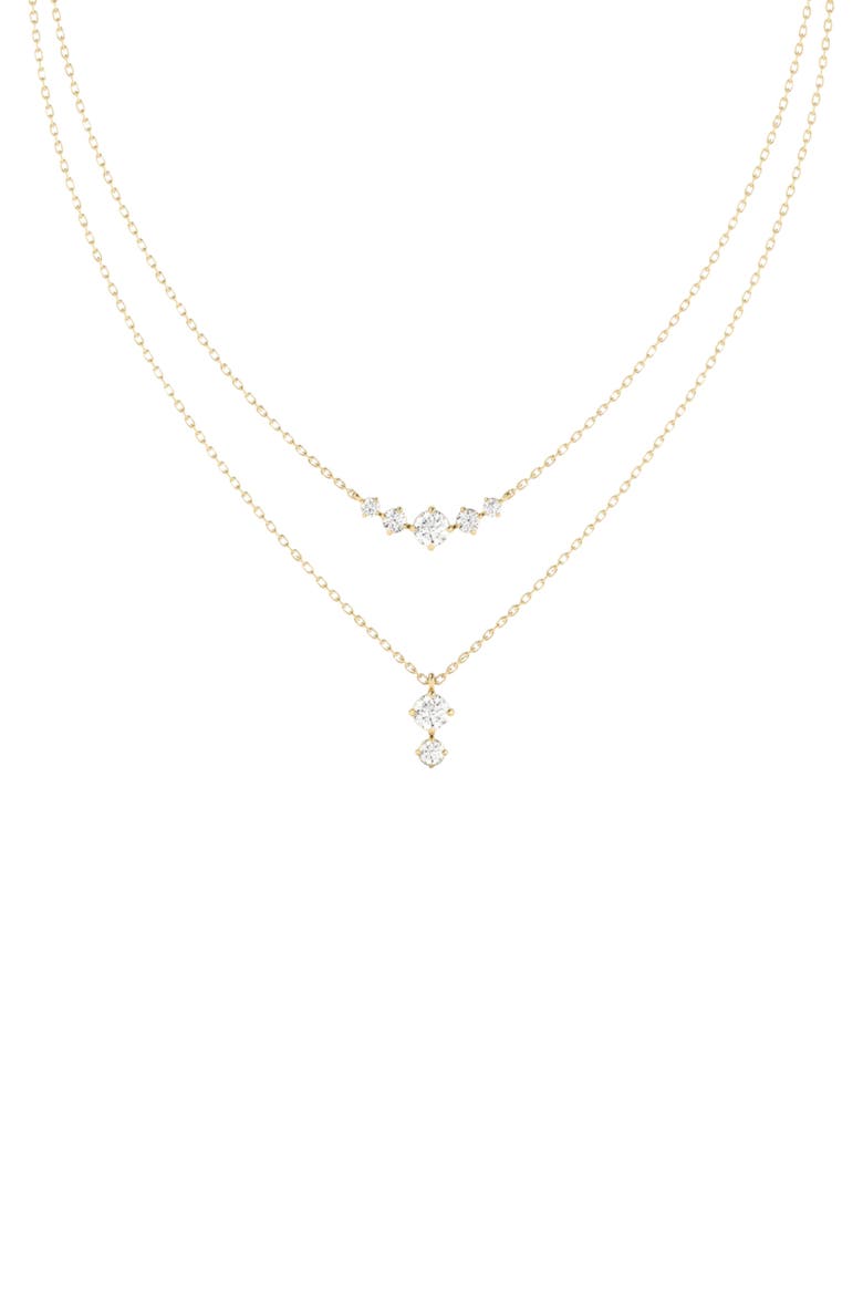 Starlight Layered Lab Diamond Necklace in 14K, Main, color, Yellow Gold