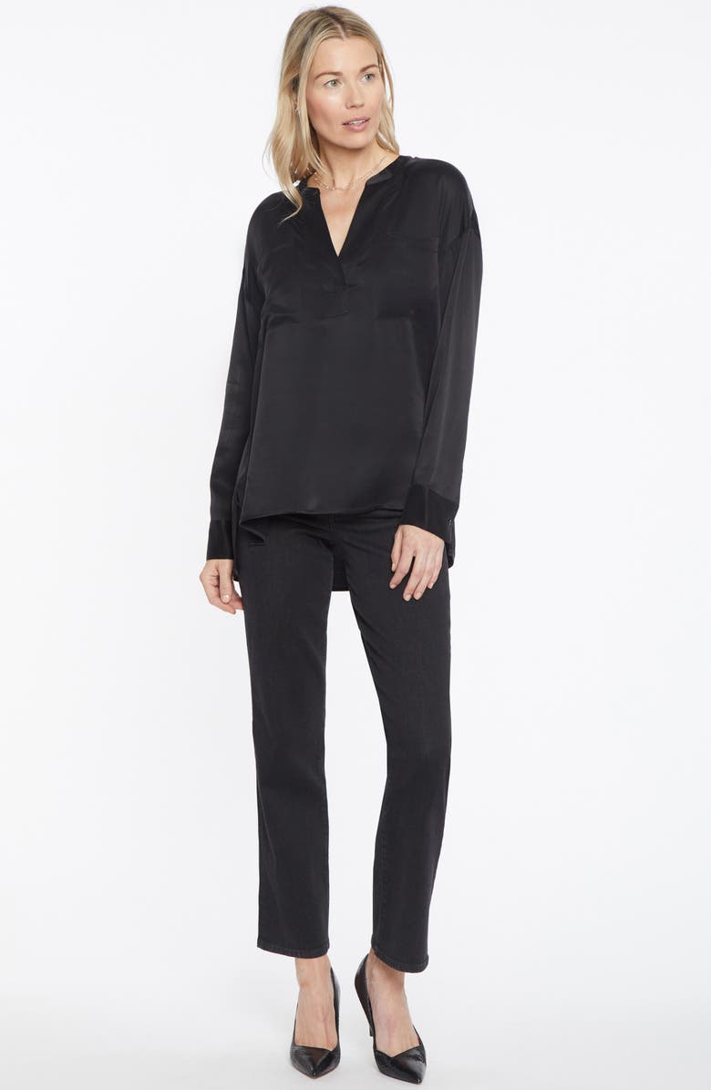 NYDJ Split Neck Satin Charmeuse Top, Alternate, color, 