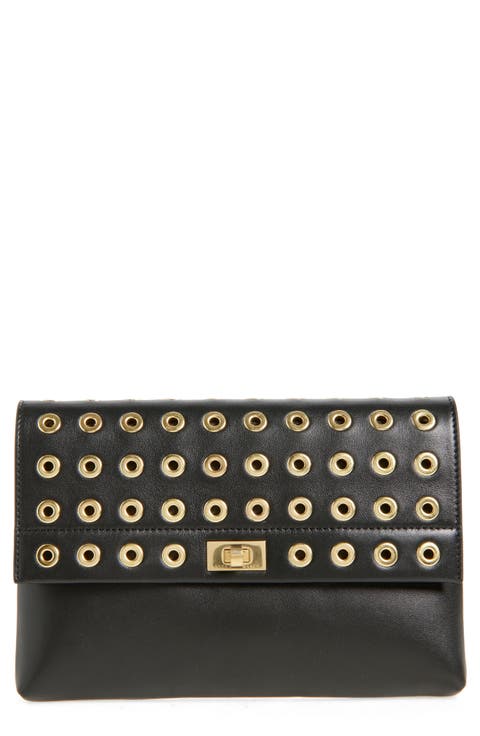 Valorie Eyelet Leather Clutch