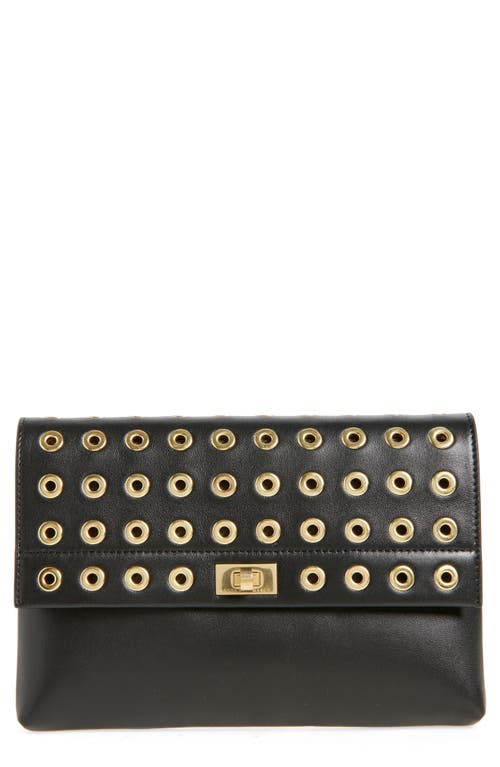Anya Hindmarch Valorie Eyelet Leather Clutch In Black