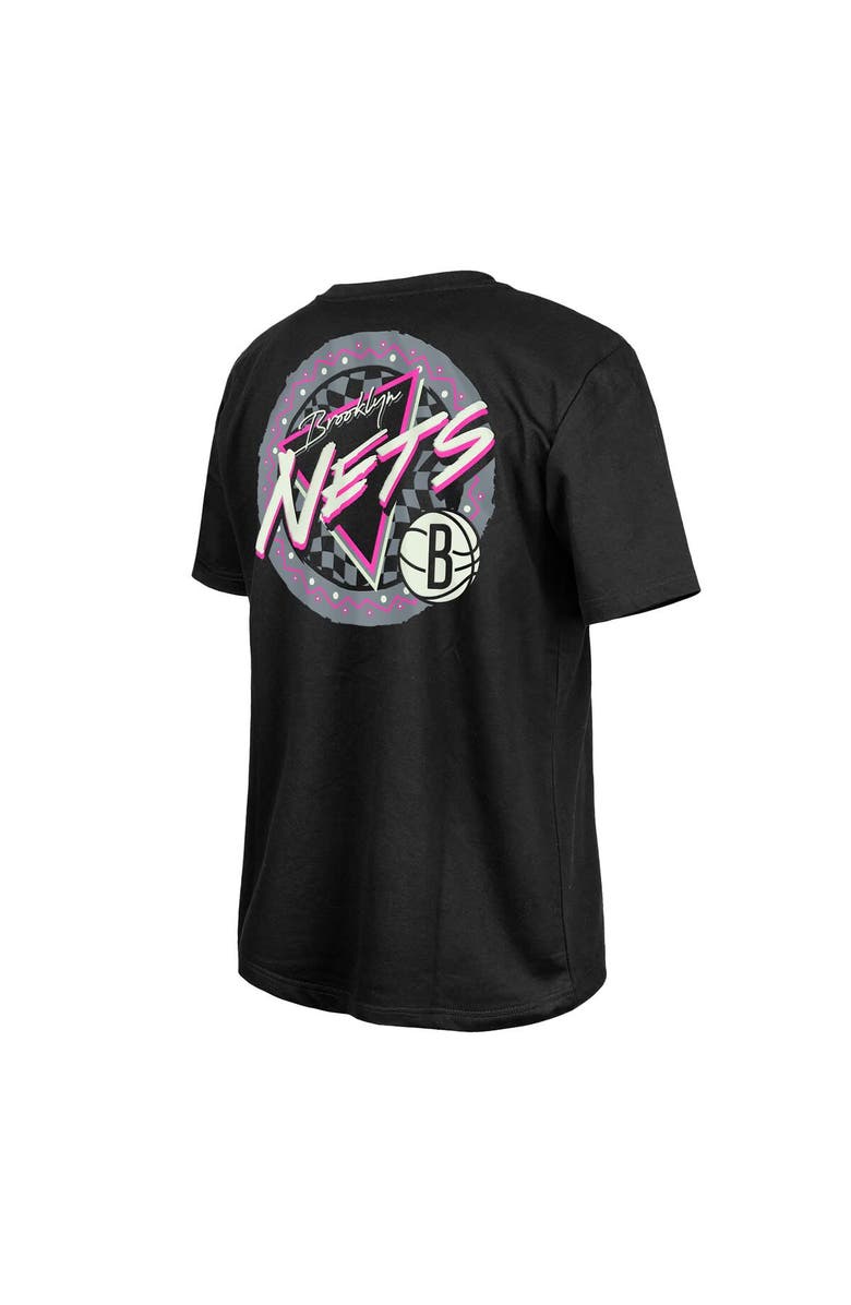 New Era Black Brooklyn Nets Glow-in-the-Dark T-Shirt, Alternate, color, Black