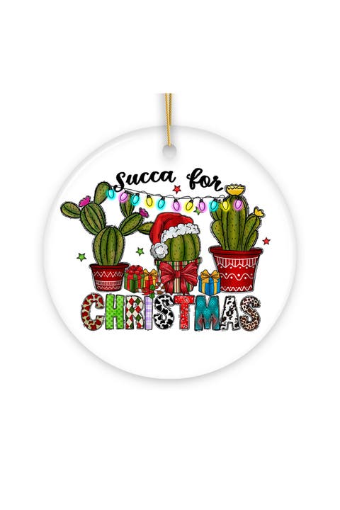Succa For Christmas Cactus Garden Ceramic Ornament