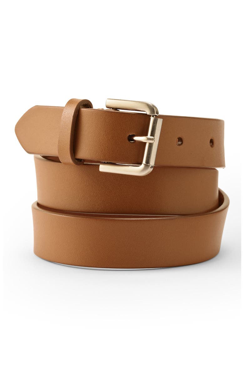 Plus Size Classic Leather Belt, Main, color, Cognac