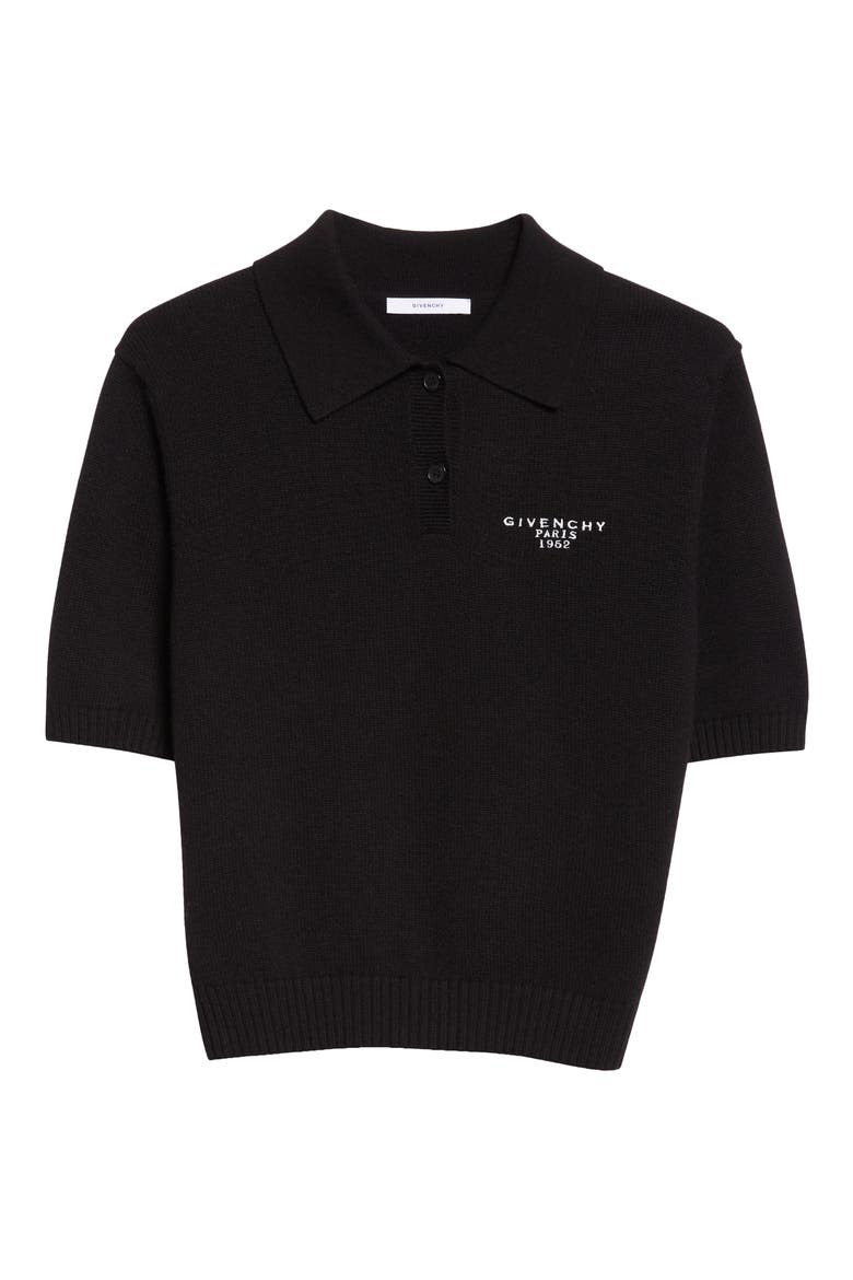 Paris 1952 Short Sleeve Wool & Cashmere Polo, Alternate, color, BLACK